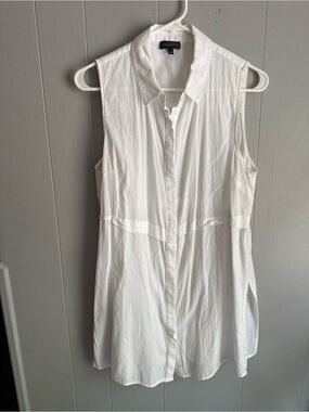 The Limited White Sleeveless Collared Tunic Blouse